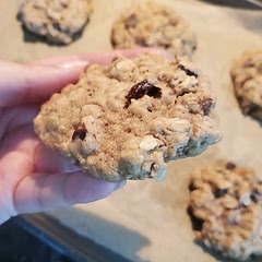 Note to self: Good flavor. Makes very thick cookies that are crunchy on the edges. Squish the dough balls down a bit before baking to encourage spreading/flattening. 