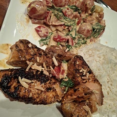 Great dish! We replaced the cream with some cream cheese that we already had,  we also added capsicum and toasted almonds to the dish