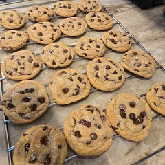 These turned out excellent. I doubled the recipe and made the cookies a bit smaller - made 31 surprisingly. I baked them for 9 minutes. I did top with chocolate chips and salt. Super gooey and crispy on the edges. Will definitely make again. 