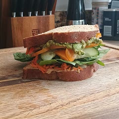 If you're taking this as a lunch somewhere, toasting the bread is a great idea to avoid getting it soggy. We serve this with a pickle on the side. 10/10