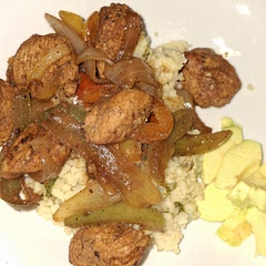 I used bulgur wheat, and substituted the salt for the chicken with Portuguese spice.  