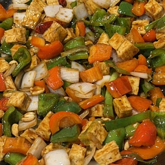 This is a go-to that I make regularly. The only changes I make (every time) are baking the tofu cubes ahead of time instead of frying them (but adding them in similarly at the end) and switching the 2tbsp of brown sugar for a scant 1tsp of white sugar. I like to add celery to the vegetable mix when I have it on hand but didn't this time around. Always a quick & easy favorite.