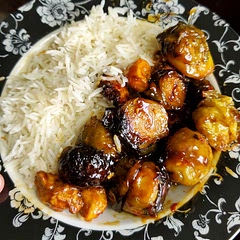 I made the Brussel Sprouts with 2 tbs of oil and 2 tbs of honey. I ended up making my own chili sauce and it turned out AMAZING. 