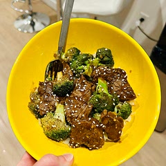 I should have fallowed what I know is the best cooking method instead of following the directions exactly, but I was trying something new. Reduce the water for the sauce by half, and don’t use reduced sodium soy sauce unless you cut the sugar in half. After you sear the steak, remove it from the pan and cook the sauce on its own. Don’t stir the garlic and ginger in the sauce, but rather sauté them in the pan for a minute before adding the sauce, and simmer the sauce for about 3 minutes or until thickened. Then add back the steak, cook for a minute, add back the broccoli, stir everything together and cook for another minute.