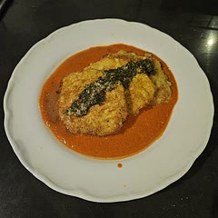 Used red wine vinegar not sherry vinegar in the romesco sauce. Made 3 patties from 1 potato. Simple and so delicious!!