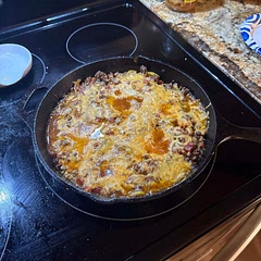 We used our cast iron skillet so it could be a one dish casserole - definitely a do over very tasty and good flavor….