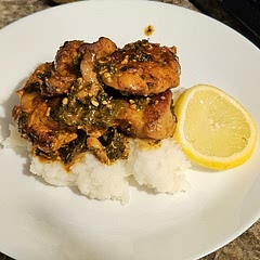 Used chicken thighs and mash potato instead of green beans. Added adobo in season mix. Only 1 table spoon of Sriracha. Still very spicy. 