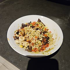Used a mix of peas and corn. Used chilli oil instead of chilli flakes. Easy and delicious!