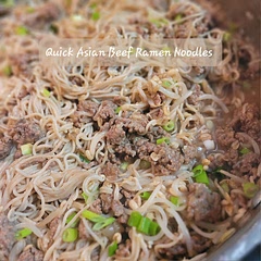 easy, quick
pu'erh tea would pair well

 bland flavoring. Possible suggestions to use beef or vegetable broth instead of water and put a little more soy sauce when done cooking