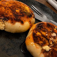 I put a chilli oil-honey glaze on top.