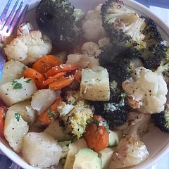 Very tasty and filling. Don't cook the broccoli and cauliflower as long as the potatoes. Don't put salt and pepper on carrots next time.