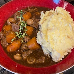 Pressure cooked for 15 minutes then slow cooked for 1.5 hrs, made with parnsip mash came together well