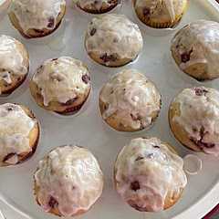 I used fresh raspberries from my garden. I almost halved the recipe but I’m glad I didn’t as it made a dozen muffins. Will definitely be using this recipe again.