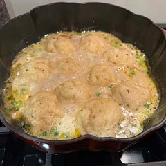This was so good! I cut the recipe in half and followed everything exactly besides not using the dried basil, and using rotisserie chicken. The dumplings took longer to cook than 15 minutes. I used a 1 1/2 tbs cookie scoop for the dumplings. Will make again!