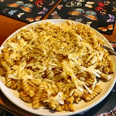 Added a few sticks of celery for roasting as I had some that needed used up. Garlic burnt the first time I tried this so just minced it and blended it with the sauce this time. Subbed cheese for nutritional yeast as we're not vegan and didn't have any. Pretty good but not my favourite thing of all time. Feel like there's an underlying bitter flavour I don't like that was in both attempts. Not sure what it is.