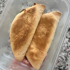These were super easy to make and a good way to get some zucchini in my diet. I made these with high butter content flour tortillas so they didn’t do so well in the oven. I would try using corn next time.