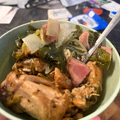 Paired it with collard greens and jasmine rice  next time will do it with boneless 