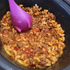 This is NOT goulash, not Hungarian at least. 
No paprika, caraway seeds, only seasoning is italian