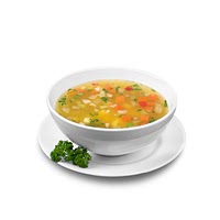 Canned light vegetable and noodle soup