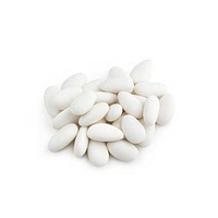 White candy coated almonds