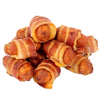 Chipolata sausage wrapped in bacon