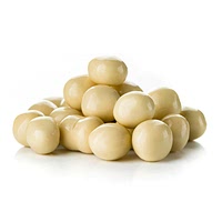 White chocolate covered malt balls