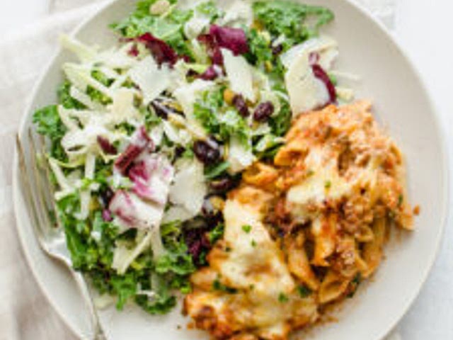 I usually go for Baked Pasta! It's almost tradition that we make on friends gatherings and everybody loves it! Here is recipe, you can play with pasta shapes - I love farfalline. This recipe is for group of 10 but if you need to prepare it for larger group just hit + on serving size and you will get amounts for larger group. 