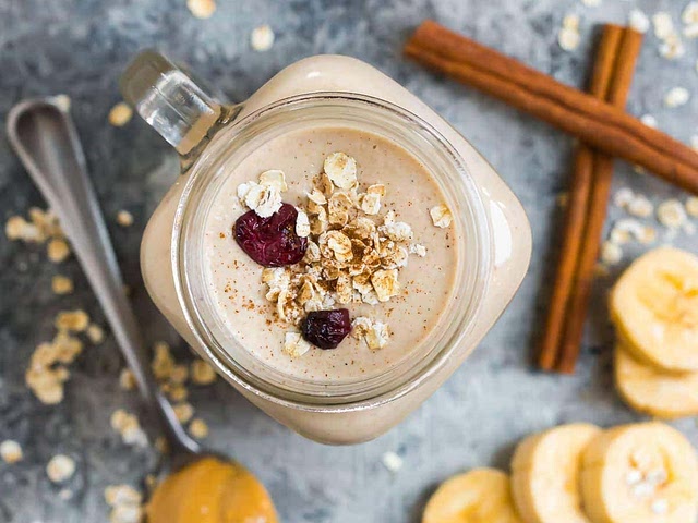 Try this filling Peanut Butter and Banana Oatmeal Smoothie!  