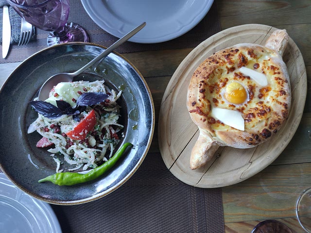 Delicious Adjaruli Khachapuri, perfect with local red wine 🍷
#Georgia