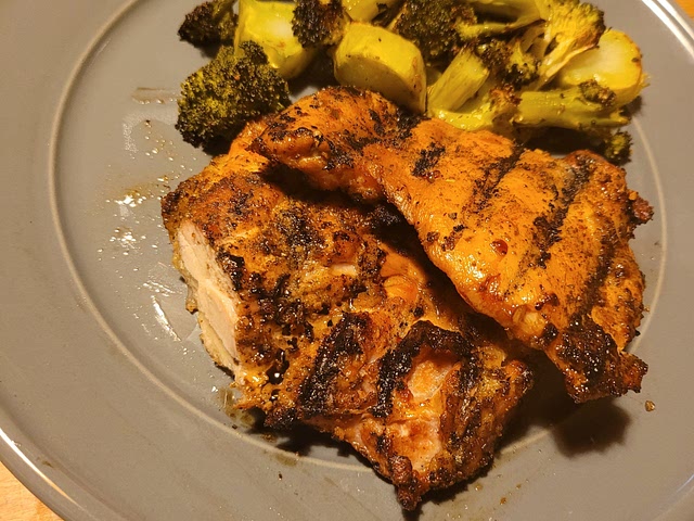 smoked chicken and roasted broccoli tonight