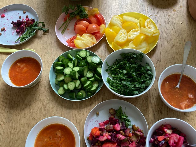 We have plenty of tomatoes, cucumbers, herbs and bell pepper🍅🍅🍅