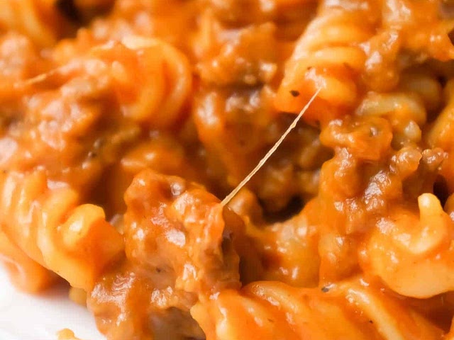 You're talking about sloppy joe pasta, right? I found one recipe here and you can adjust the serving size to see how much you need.