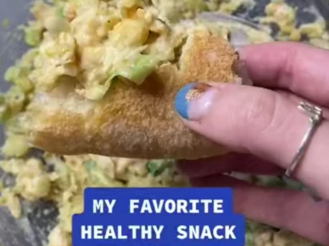 Hi! This is from Pinterest but it my favorite high protein healthy snack food! It's really adjustable so you can change the amounts of ingredients as you like

Chickpea salad 

1 can chickpeas *
1/2 stick celery, chopped
2 scallions, chopped
2 tablespoons greek yogurt 
1 Tablespoon mustard or more to taste
squeeze of lemon juice
3-6 jarred jalapenos, depending on preference
Sprinkle of red chili flakes
salt and pepper to taste

Drain the chickpeas well. Dump in a medium bowl and mash most of the chickpeas, leave some for texture. Add rest of ingredients and mix well!
Best if cold but can be eaten right away.

My favorite way to eat this is on slices of cucumbers but it can easily be made into a sandwich or wrap! 

*use good quality canned chickpeas that are soft or else it won't be good. Seems like the cheaper varieties are really hard.