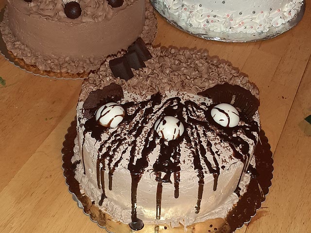 Three different chocolate cakes.