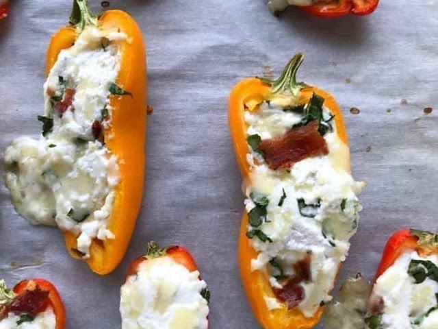 Ricotta and Turkey bacon stuffed mini peppers 
