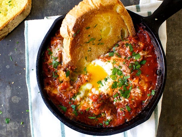 Puttanesca is the classic Italian pasta sauce, but I also love this egg dish that uses a puttanesca style sauce (like an Italian shakshuka). You can make them without anchovies if you don’t like them (add a little more capers, or olives, or nothing!)