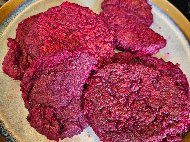 Beets pancakes. They have 1Tbsp flax seed in them.