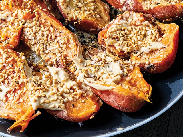 Oh I have lots of thoughts on this - prepare for an onslaught of recipe ideas!! Here’s one I’m doing this year for sweet potatoes - I’ve made it before to rave reviews although not for thanksgiving. Steaming the sweet potatoes gives them a smooth texture and tahini is a fun mix!