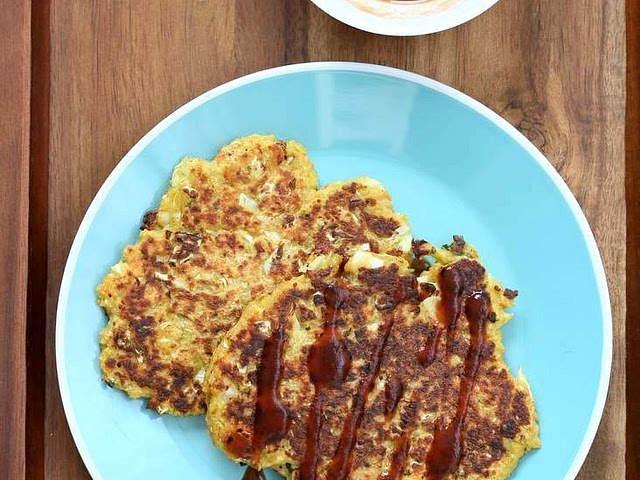 for me it's okonomiyaki, I ate it recently, and I believe that the recipe my friend used was quite similar to this one :)