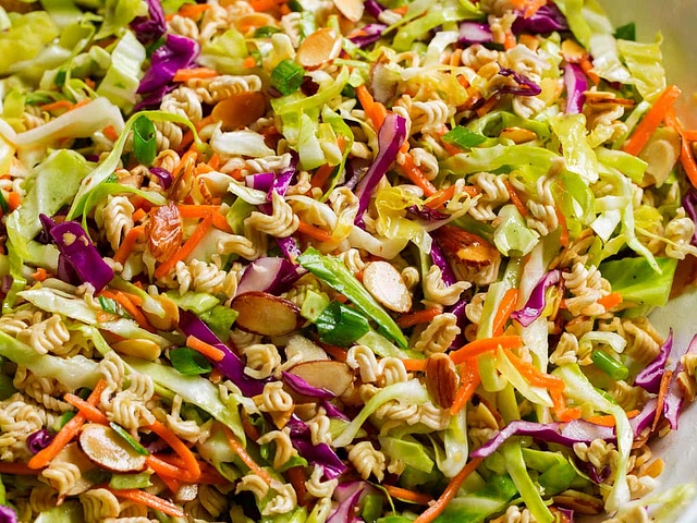 my mother in law makes a delicious salad with Ramen noodles! I don't have her recipe, but this one looks similar :)