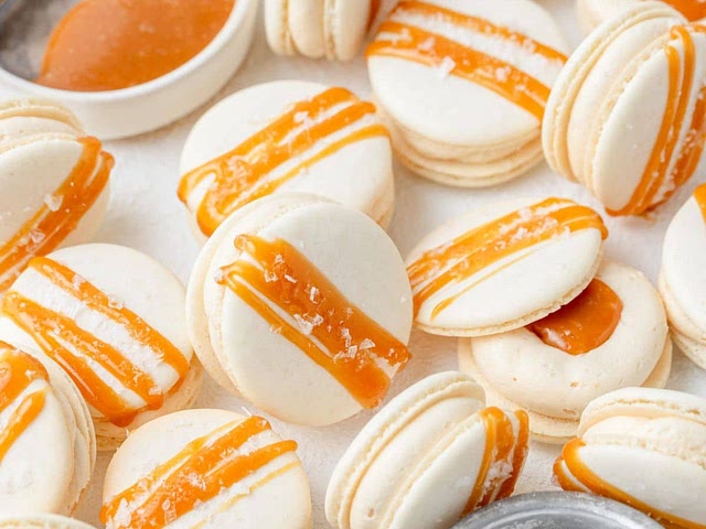 The shell for the caramel macarons is the simplest!! It doesn’t have any extra food coloring or extracts added that can effect the batter. But you could then use that shell with any of the fillings that you want!