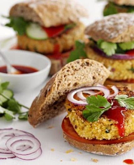 Chickpea & coriander burgers