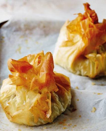 Chicken, mozzarella & pesto filo parcels