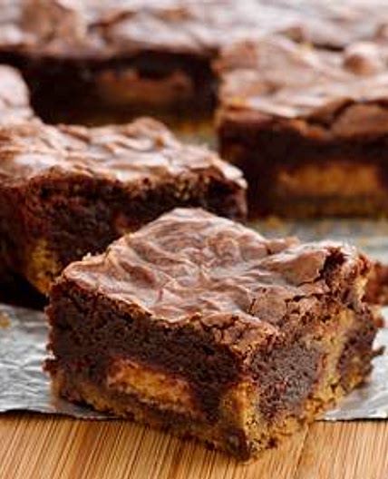 Peanut Butter Cup Cookie Dough Brownies