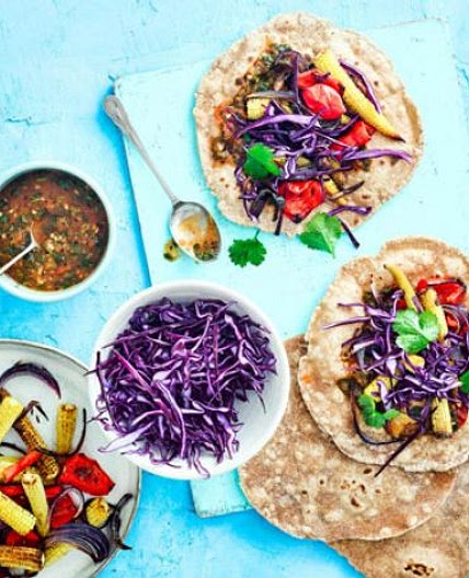 Chargrilled vegetable tacos with smoky salsa