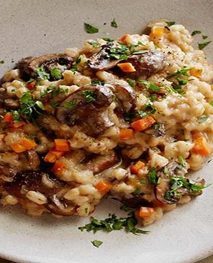 Slow Cooker Mushroom Barley Risotto
