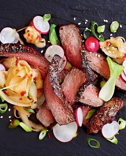 Wagyu steak with kimchi pickled vegetables
