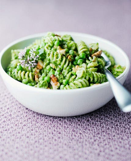 Rotini with Peas and Walnut Pesto