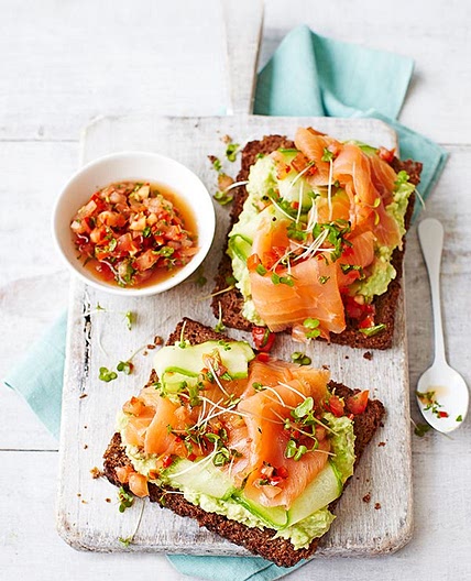 Avocado on toast with smoked salmon