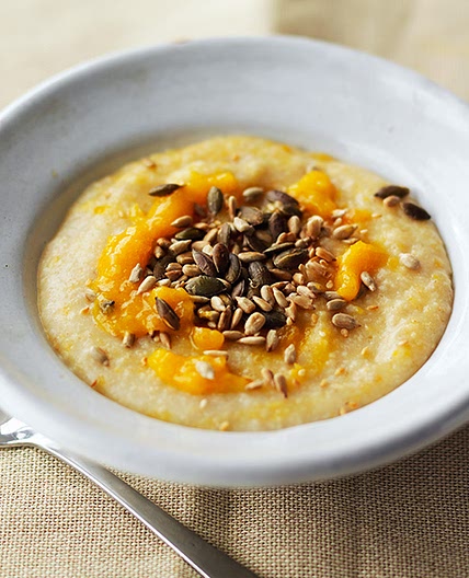Apricot porridge with toasted seeds